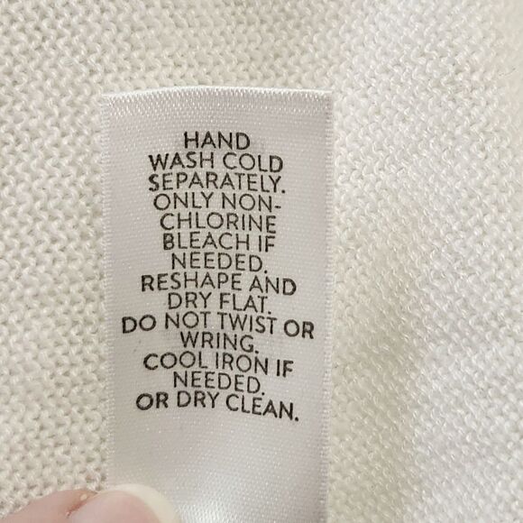 J. Jill Embroidered Knit Tunic Top White Blue Linen Blend short Sleeve Women's L - Picture 8 of 10